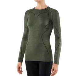 Falke Langarmshirt Wool Tech (Merinowolle) Unterwäsche Olivegrün Damen