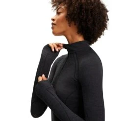 Falke Funktionsunterwäsche Langarmshirt Wool Tech Half-Zip (Merinowolle) - Schwarz Damen -LaufPro Verkäufe Falke Langarmshirt Wool Zip 33210 3000 7 900x900 1
