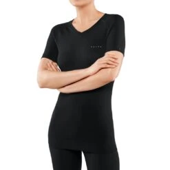 Falke Funktionsunterwäsche Kurzarmshirt Wool Tech Light (feinste Merinowolle) Schwarz Damen