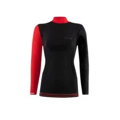 Lenz Funktionsunterwäsche Langarmshirt Merino 6.0 Stehkragen Schwarz/rot Damen