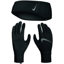 Nike Essential Stirnband + Handschuhe Set Schwarz