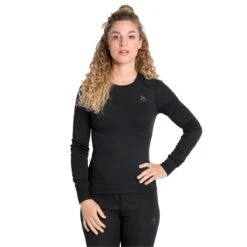 Odlo Langarmshirt Active Warm Eco (warm, Weich, Innenseite Angeraut) Unterwäsche Schwarz Damen