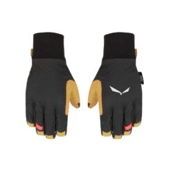 Salewa Softshellhandschuhe Ortles Dst Mit Lederhandfläche - Strapazierfähig, Atmungsaktiv - Schwarz/gelb Damen