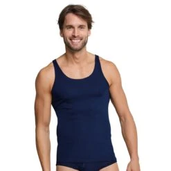 Schiesser Unterhemd Original Feinripp Navyblau Herren