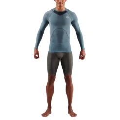 Skins Funktionsunterwäsche Langarmshirt 3-Series (enganliegend) Blaugrau Herren