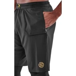 Skins Funktionshose 5-Series Superpose Long Tight (2-in-1 Skins Tights Mit Überhose) Schwarz Herren -LaufPro Verkäufe Skins SK SF00500399001 2in1 Hose Tight Superpose 3 1200x1200 1