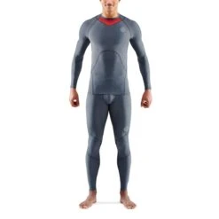 Skins Funktionsunterwäsche Langarmshirt 3-Series (enganliegend) Charcoalgrau Herren