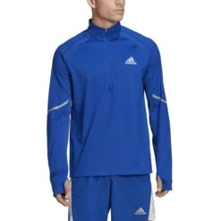 ADIDAS PERFORMANCE Adidas Lauf-Langarmshirt Everydayrun Half-Zip Oberteil Blau Herren